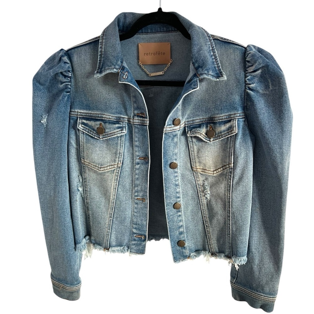 Retrofete Puffed Sleeve Denim Jacket, size XL
